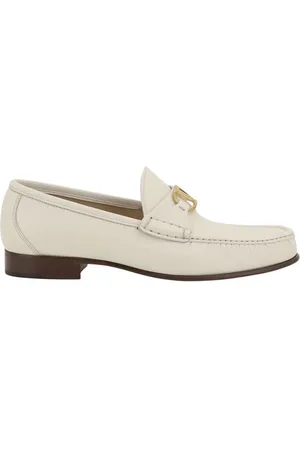 VALENTINO GARAVANI Buty, Mężczyzna, Beżowy, 42 1/2 EU, Len, Skórzane Lordsy z Plakietką VLogo