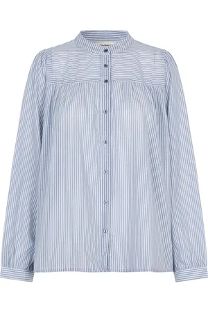 Lollys Laundry Bluzki, Kobieta, Niebieski, XS, Koszula w paski z długim rękawem