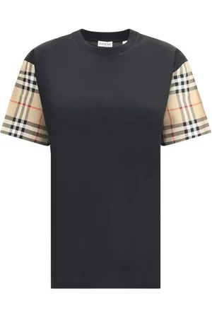 Burberry Koszulki, Kobieta, Czarny, M, Koszulka z bawełny w kratę Archiwum