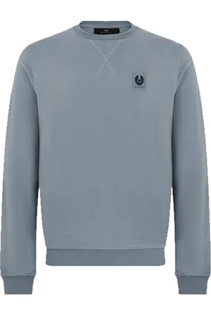 Belstaff Bluzy, Mężczyzna, Niebieski, S, Bawełna, Niebieski Bluza z Logo Styl Podstawowy