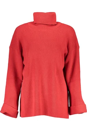 GANT Swetry, Kobieta, Czerwony, S, Elegancki Sweter z Wysokim Kołnierzem z Mieszanki Wełnianej