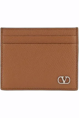 VALENTINO GARAVANI Akcesoria, Mężczyzna, brązowy, ONE SIZE, Len, Skórzany Portfel na Karty