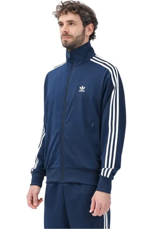 adidas Bluzy, Mężczyzna, Niebieski, L, Niebieski Sweter z zamkiem Firebird