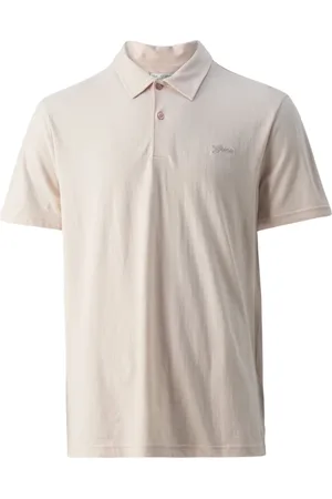 Guess Koszulki, Mężczyzna, Beżowy, L, Bawełna, Lekka koszulka polo z bawełny