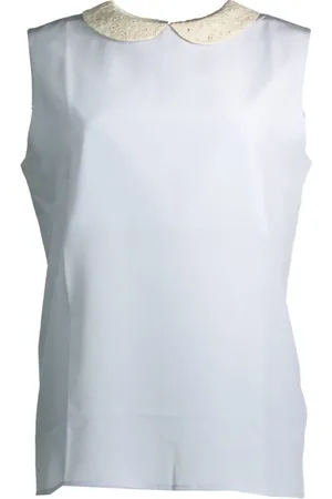 GANT Koszulki, Kobieta, Niebieski, 3XL, Niebieski top z szerokimi ramiączkami i kontrastowym kołnierzem