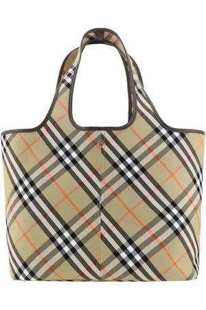 Burberry Torebki, Kobieta, Beżowy, ONE SIZE, Torba na ramię z bawełny z ikonicznym wzorem