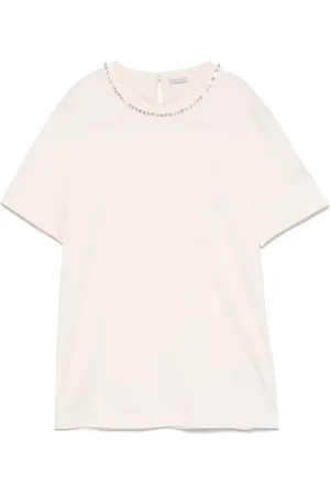 Moncler Koszulki, Kobieta, Beżowy, M, Luźny Bawełniany T-shirt