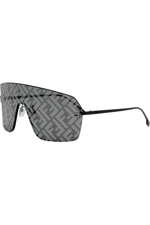 Fendi Akcesoria, unisex, Czarny, ONE SIZE, Kryształowe Pierwsze Okulary Przeciwsłoneczne z Szarymi Soczewkami