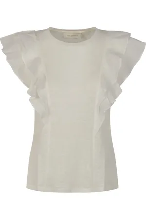 ZIMMERMANN Koszulki, Kobieta, Biały, M, Biała Ruffle Tee