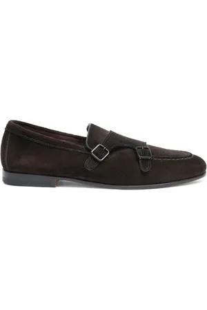 santoni Buty, Mężczyzna, brązowy, 42 EU, Zamsz, Brązowy Zamszowy Loafer z Podwójną Sprzączką