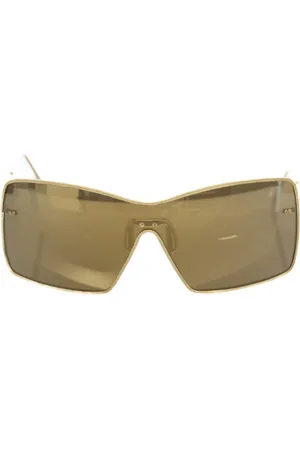 FRANKIE MORELLO Akcesoria, unisex, Żółty, ONE SIZE, Okulary Przeciwsłoneczne Shield Champagne Lustro