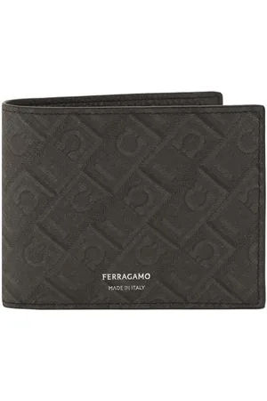 Salvatore Ferragamo Akcesoria, Mężczyzna, Czarny, ONE SIZE, Portfel Skórzany z Wzorem Gancini