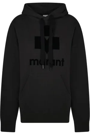 Isabel Marant Bluzy, Kobieta, Czarny, M, Bawełna, Regulowana bawełniana bluza z kapturem i kieszenią typu kangur
