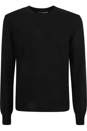 Dolce & Gabbana Swetry, Mężczyzna, Czarny, S, Kaszmir, Czarne Lekkie Swetry z Dekoltem