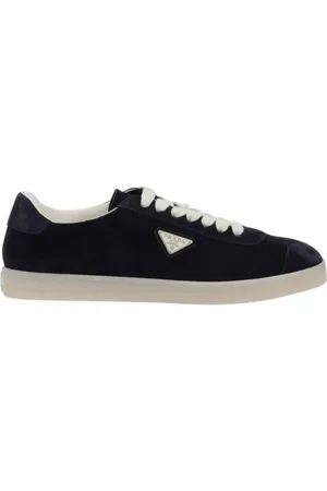 Prada Buty, Mężczyzna, Niebieski, 42 1/2 EU, Zamsz, Zamszowe sneakersy low-top