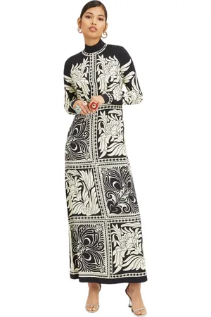 La DoubleJ Sukienki, Kobieta, Wielobarwność, S, Satyna, Elegancka Sukienka Bodycon w Wzór Kafelków