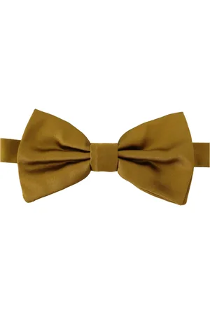 Dolce & Gabbana Akcesoria, Mężczyzna, brązowy, ONE SIZE, Elegancki musztardowy jedwabny motyl