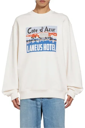 LANEUS Bluzy, Mężczyzna, Biały, M, Bluza z Grafiką Côte d