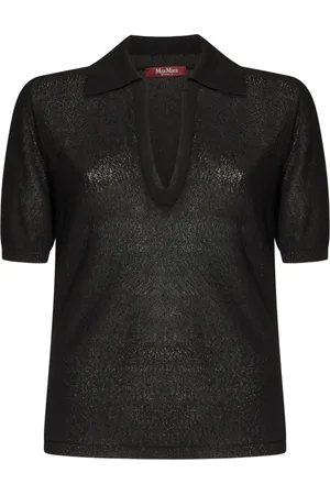 Max Mara Swetry, Kobieta, Czarny, M, Czarny Sweter z Otwartym Kołnierzem