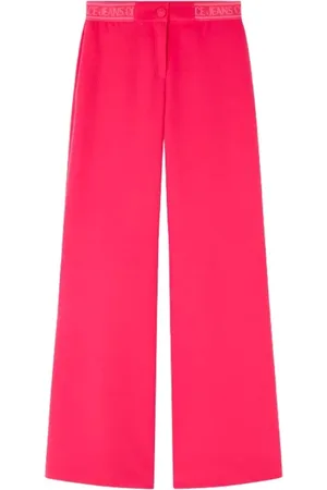 VERSACE Spodnie, Kobieta, Różowy, L, Poliester, Rozszerzone Spodnie Fuchsia