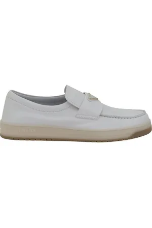 Prada Buty, Mężczyzna, Biały, 44 EU, Klasyczne Mokasynyy z Logo