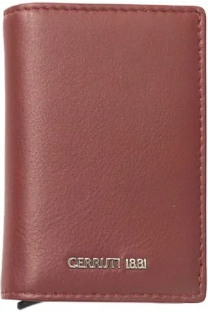 Cerruti 1881 Akcesoria, Mężczyzna, Czerwony, ONE SIZE, Skóra, Czerwona Skórzana Portmonetka Elegancka i Funkcjonalna