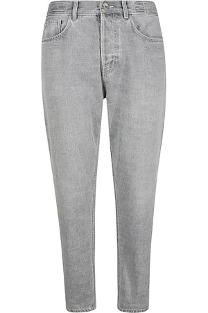 ELEVENTY Jeansy, Mężczyzna, Szary, W40, Denim, Spodnie z denimu o luźnym kroju z bawełny