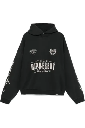Represent Bluzy, Mężczyzna, Czarny, L, Czarna bluza z kapturem z zapięciem na napy