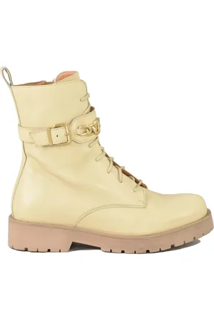 Twin-Set Buty, Kobieta, Żółty, 36 EU, Skórzany botek z gumową podeszwą