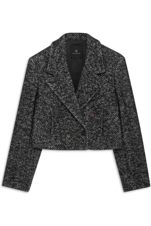 ANINE BING Kurtki, Kobieta, Czarny, M, Tweed, Tweed Vienna Blazer Czarno-Biały