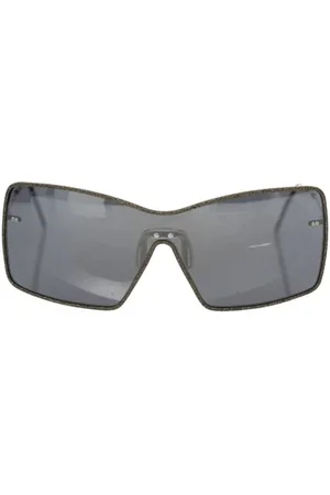 FRANKIE MORELLO Akcesoria, unisex, Czarny, ONE SIZE, Len, Okulary przeciwsłoneczne Shield eleganckie