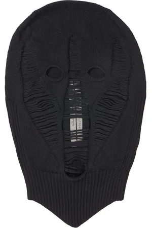 Rick Owens Akcesoria, Mężczyzna, Czarny, ONE SIZE, Czarna Czapka Kominiarka z Wzorem Czaszki