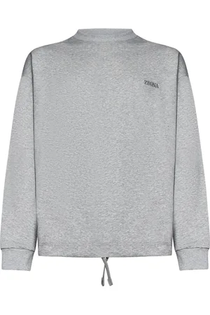 Ermenegildo Zegna Bluzy, Mężczyzna, Szary, L, Szara Sweter z Haftem Logo Zegna
