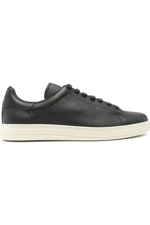 Tom Ford Buty, Mężczyzna, Czarny, 40 EU, Czarny niski top trampki kremowa podeszwa