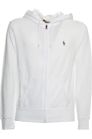 Ralph Lauren Bluzy, Mężczyzna, Biały, M, Biała Bluza z Kapturem i Zamkiem