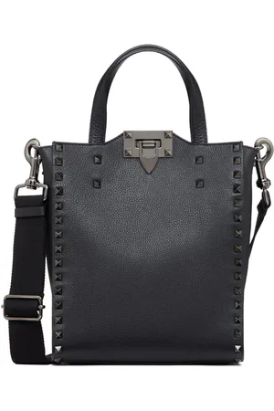 VALENTINO GARAVANI Torebki, Mężczyzna, Czarny, ONE SIZE, Skóra, Rockstud Shopper Small Tote Bag