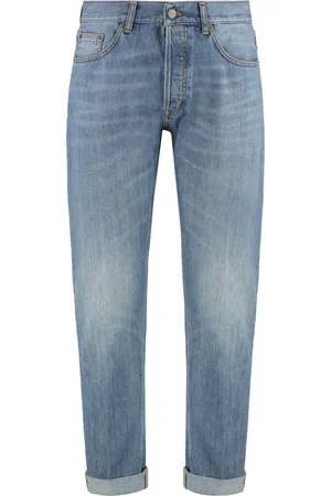 Dondup Jeansy, Mężczyzna, Niebieski, W34, Bawełna, Jeansyy Regular Fit z Metalowymi Elementami