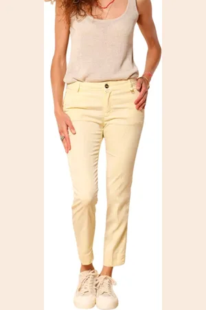 Masons Spodnie, Kobieta, Żółty, M, Eleganckie Spodnie Chino Slim Fit