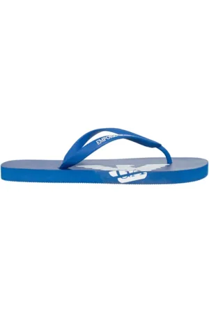 Emporio Armani Buty, Mężczyzna, Niebieski, 41 EU, Klapki z płaskim logo PVC