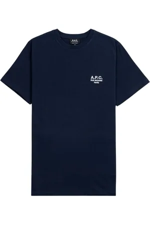A.P.C. Koszulki, Mężczyzna, Niebieski, L, Granatowa koszulka z logo haftem