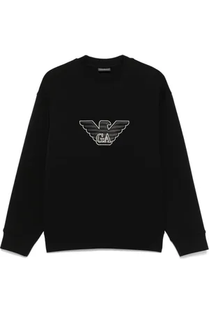 Emporio Armani Bluzy, Mężczyzna, Czarny, M, Czarny Sweter z Okrągłym Dekoltem