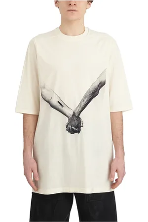 Rick Owens Koszulki, Mężczyzna, Biały, S, Jumbo Natural Black T-Shirt