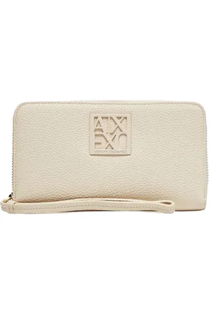 Armani Exchange Akcesoria, Kobieta, Beżowy, ONE SIZE, Poliester, Damska portmonetka na zamek w bordowym