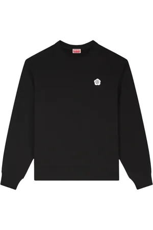 Kenzo Bluzy, Mężczyzna, Czarny, M, Czarna Bluza z Haftem Boke Flower 2.0
