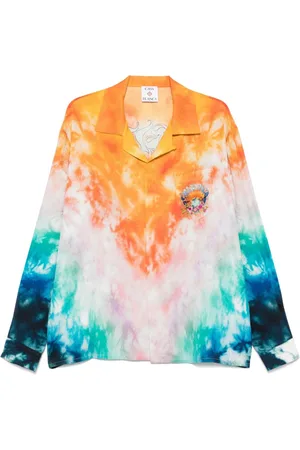 Casablanca Koszule, Mężczyzna, Wielobarwność, M, Niebieska Koszula z Kieszenią Tie-Dye