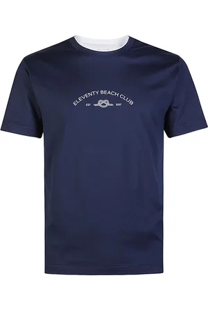ELEVENTY Koszulki, Mężczyzna, Niebieski, XL, Bawełna, Athletic Bawełniany T-shirt z okrągłym dekoltem