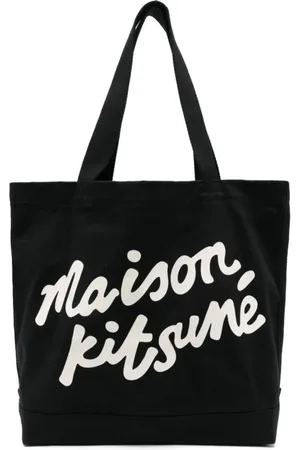Maison Kitsuné Torebki, unisex, Czarny, ONE SIZE, Czarna Torba z Płaskimi Uchwytami