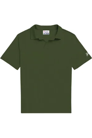MC2 SAINT BARTH Koszulki, Mężczyzna, Zielony, L, Bawełna, Polo Militarne Bawełna Lyocell Krótki Rękaw