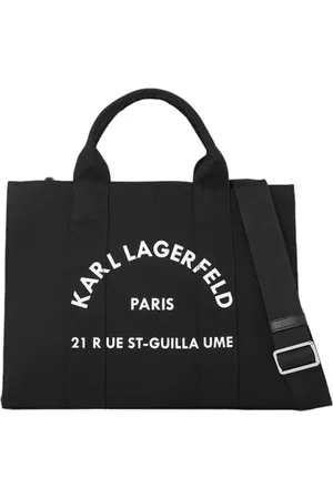 Karl Lagerfeld Torebki, Kobieta, Czarny, ONE SIZE, Czarna torba typu tote z nadrukowanym logo