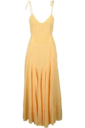 Sportmax Sukienki, Kobieta, Żółty, 2XS, Sukienka Damska, Wiskoza, Zamek Błyskawiczny, Can Can